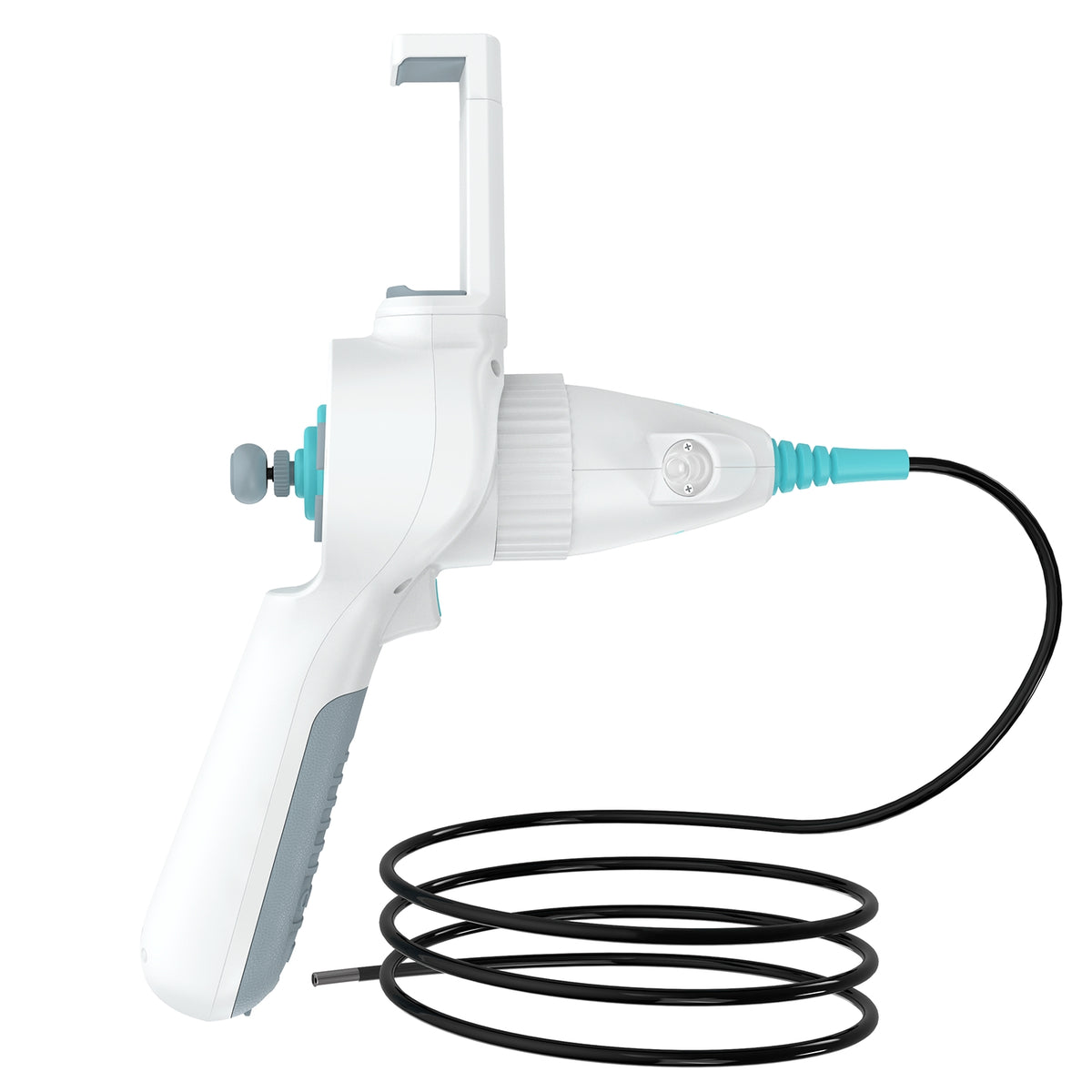 SI LITE veterinary endoscope with pistol-grip handle, smartphone mount and coiled probe cable.