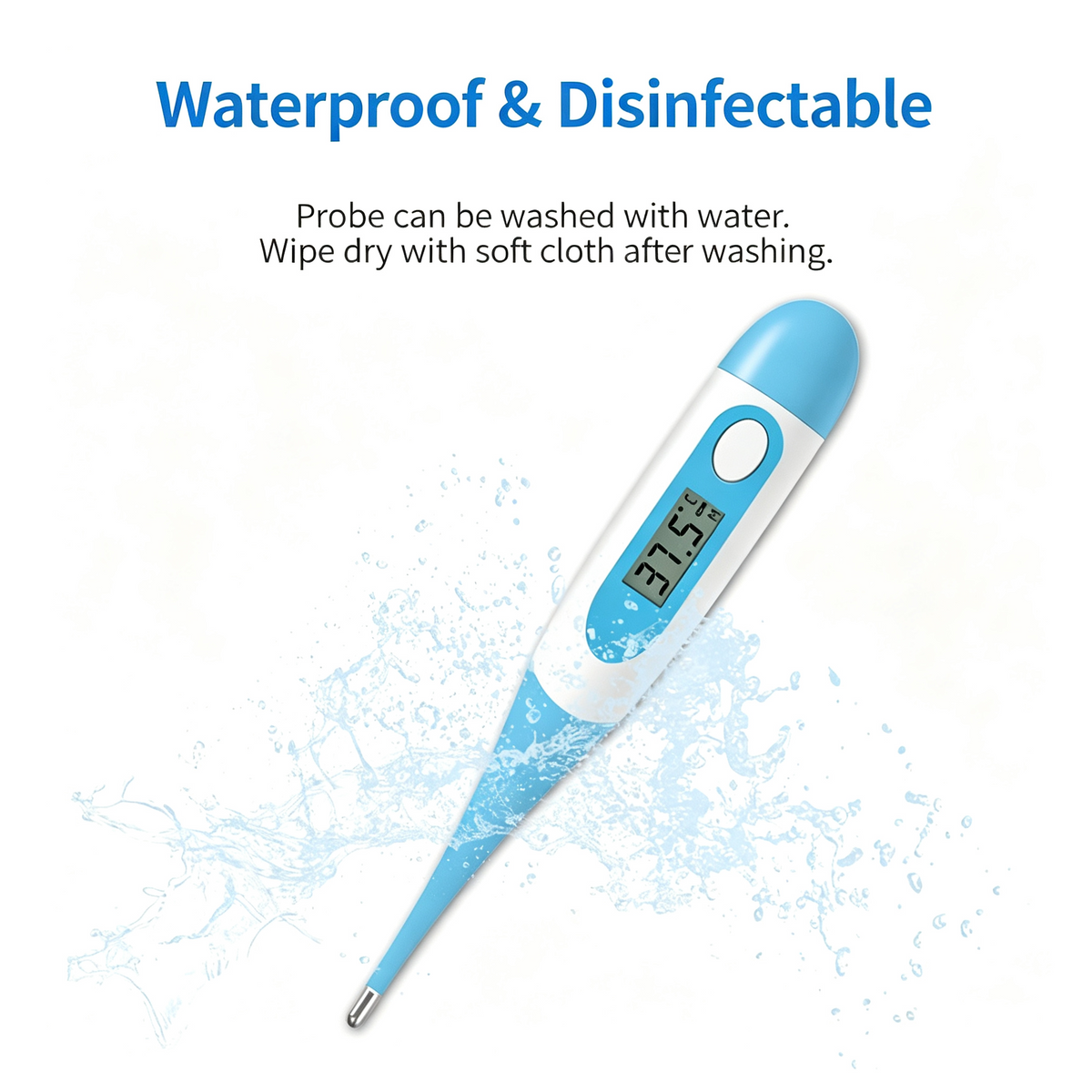 SDYA218S digital pet thermometer with waterproof and disinfectable probe.